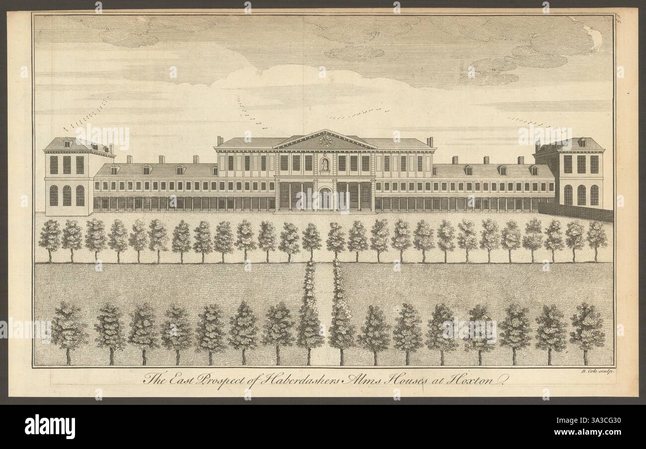 Haberdasher's Alms Houses à Hoxton par Benjamin Cole. Hôpital Aske 1760 Banque D'Images