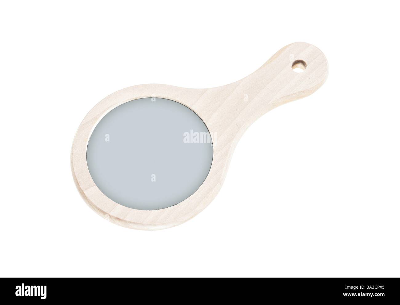 Miroir en bois isolé sur blanc Banque D'Images