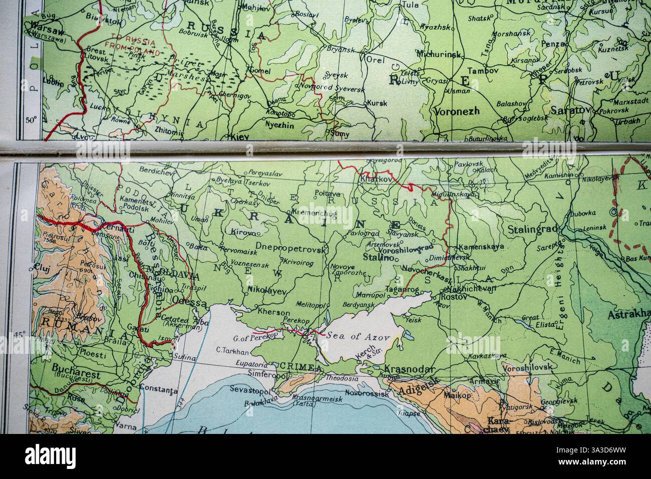 Une carte de l'Ukraine publiée en 1948 Banque D'Images