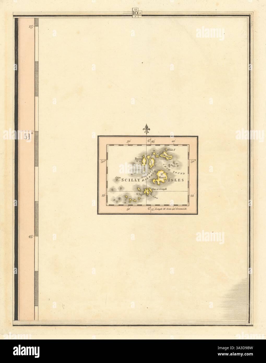 ÎLES SCILLY. St Mary's St Martin's St Agnes Tresco Bryher. Carte de CARY 1824 Banque D'Images