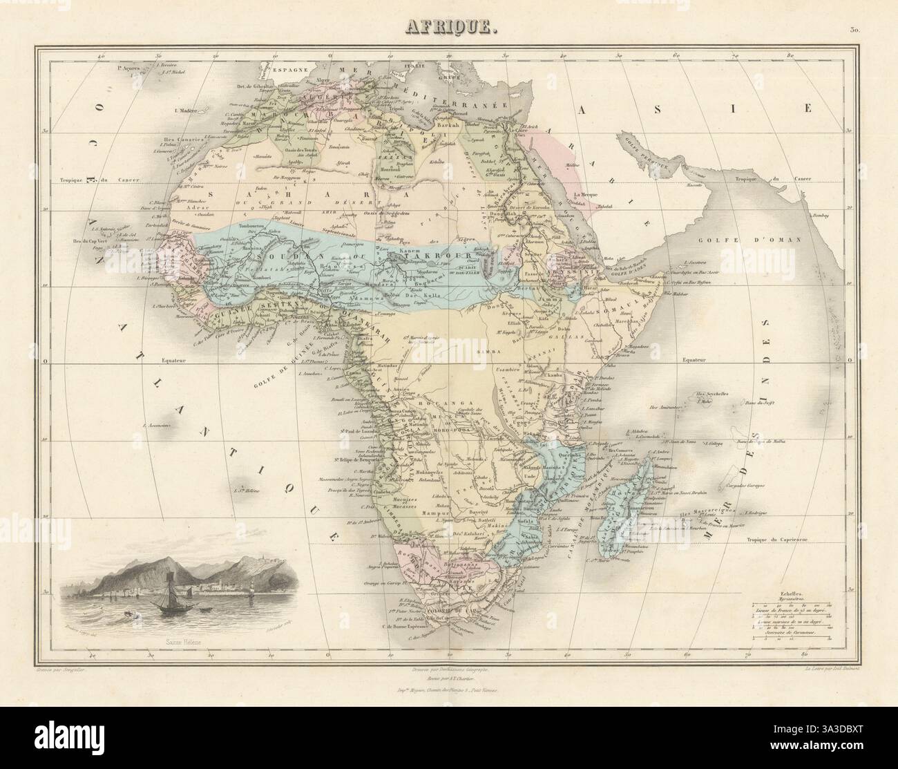 Afrique par Migeon. Afrique précoloniale 1861 ancienne carte vintage carte graphique Banque D'Images Afrique par Migeon. Afrique précoloniale 1861 ancienne carte vintage carte graphique Banque D'Images