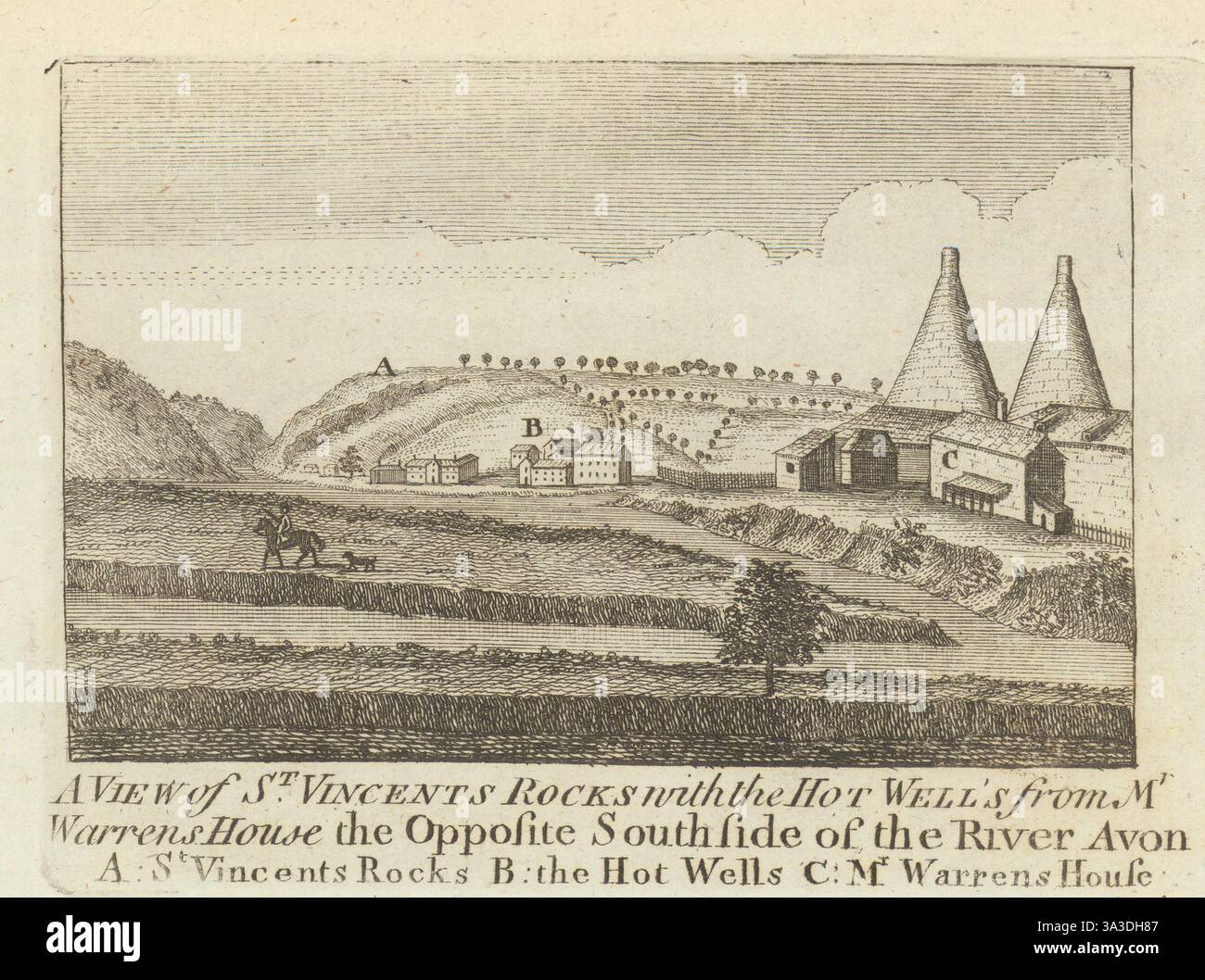 Vue de Vincent's Rock, Clifton & The Hotwells, Bristol 1789 old print Banque D'Images