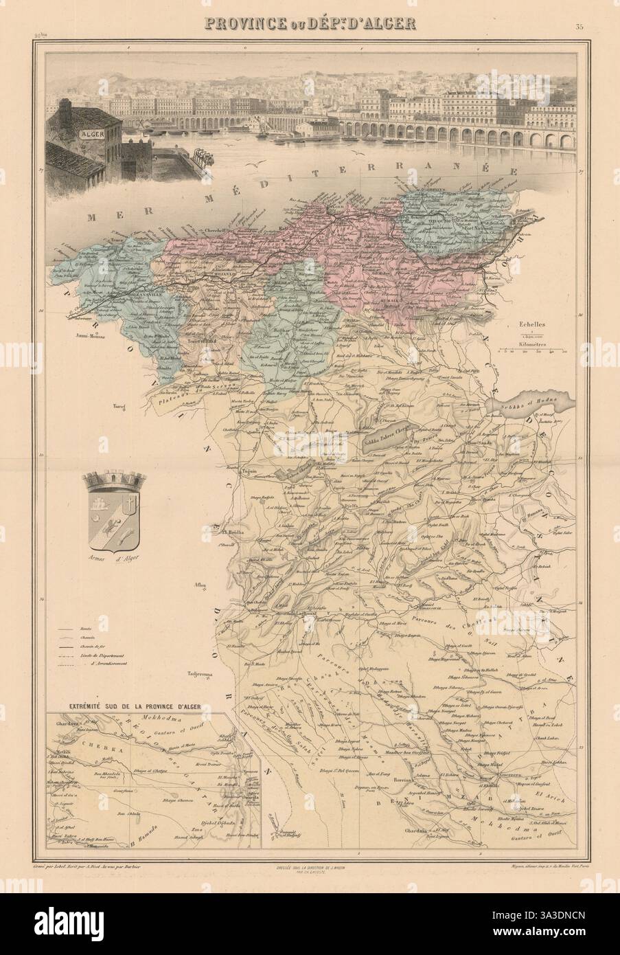 Carte Géographique Ancienne De L'Algérie (1835) - Atlas Historique - Constantine, Alger, Ouchda