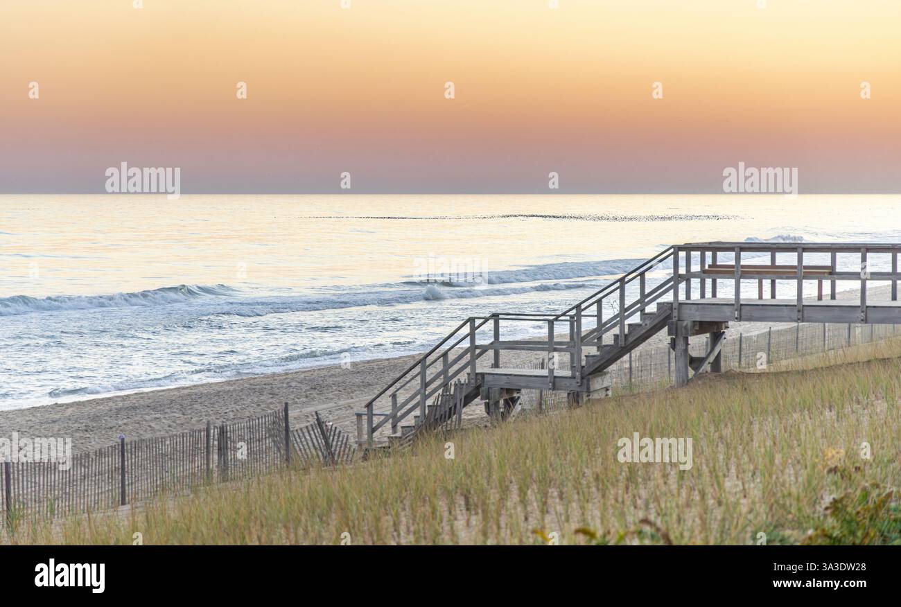 paysage de plage océanique de montauk en fin d'après-midi d'été Banque D'Images