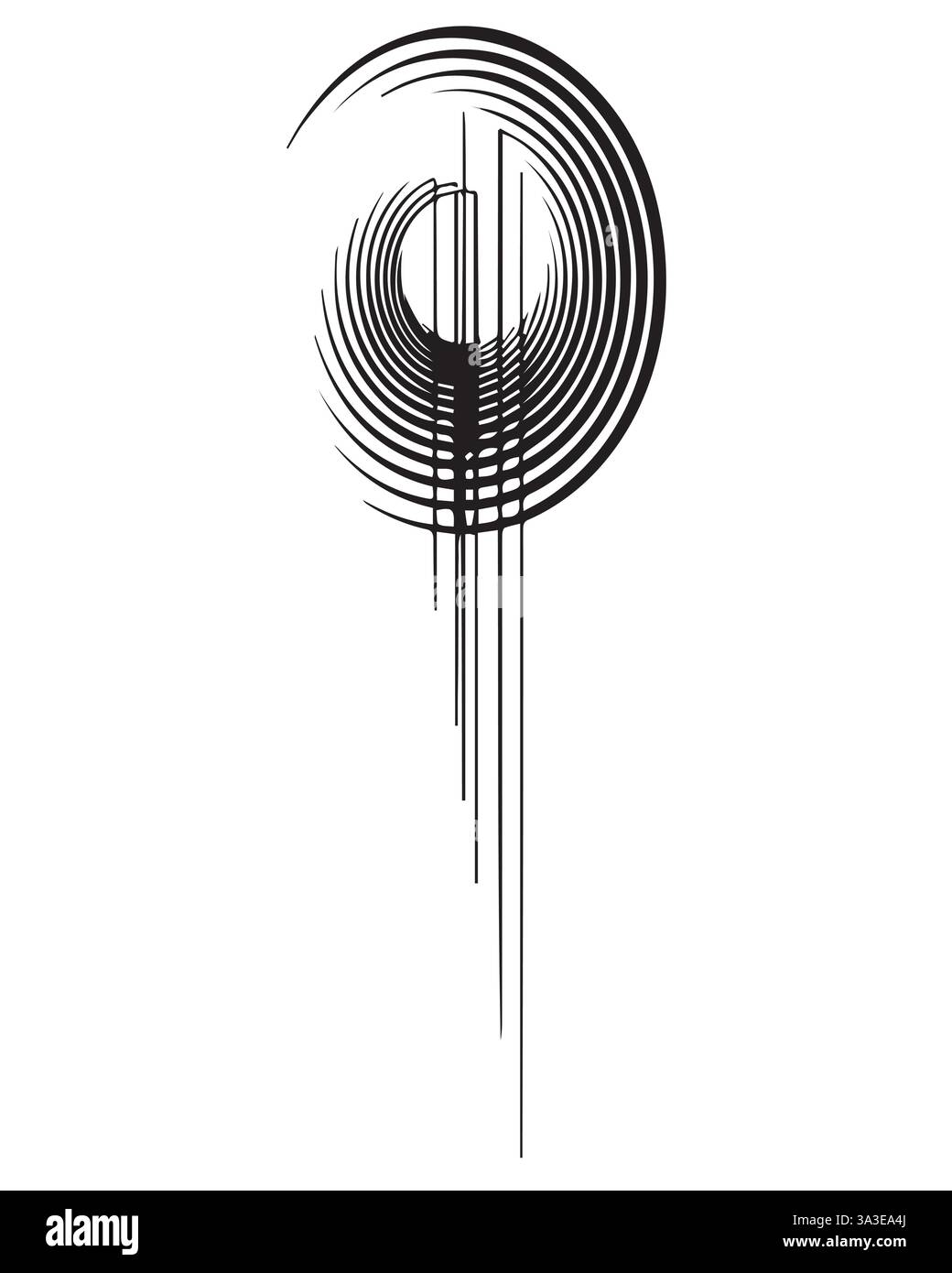 spirale avec ensemble de lignes. lignes déformées en forme de cercle. Illustration de Vecteur
