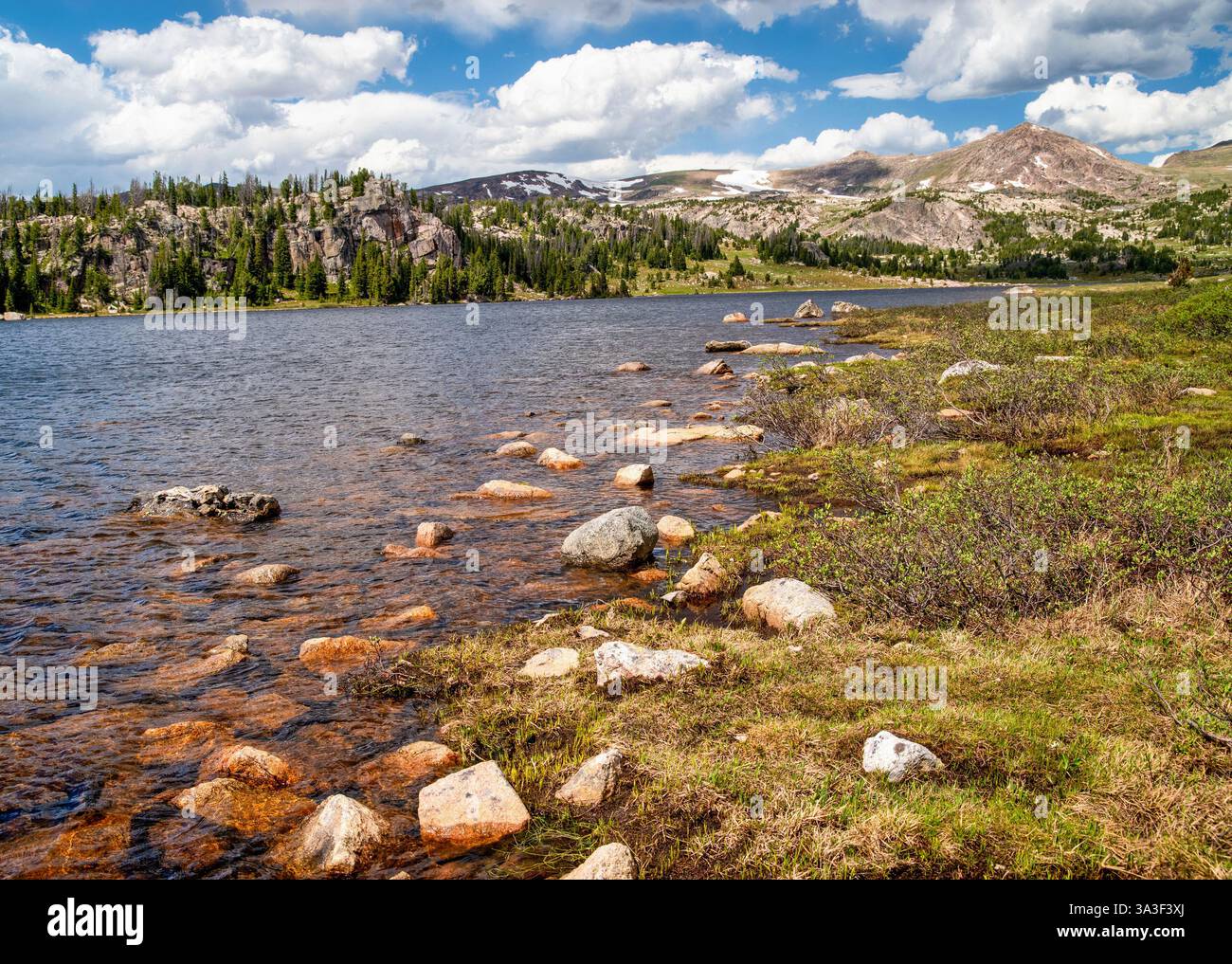 Long Lake dans les montagnes Beartooth de Shoshone National Forest, Wyoming Banque D'Images