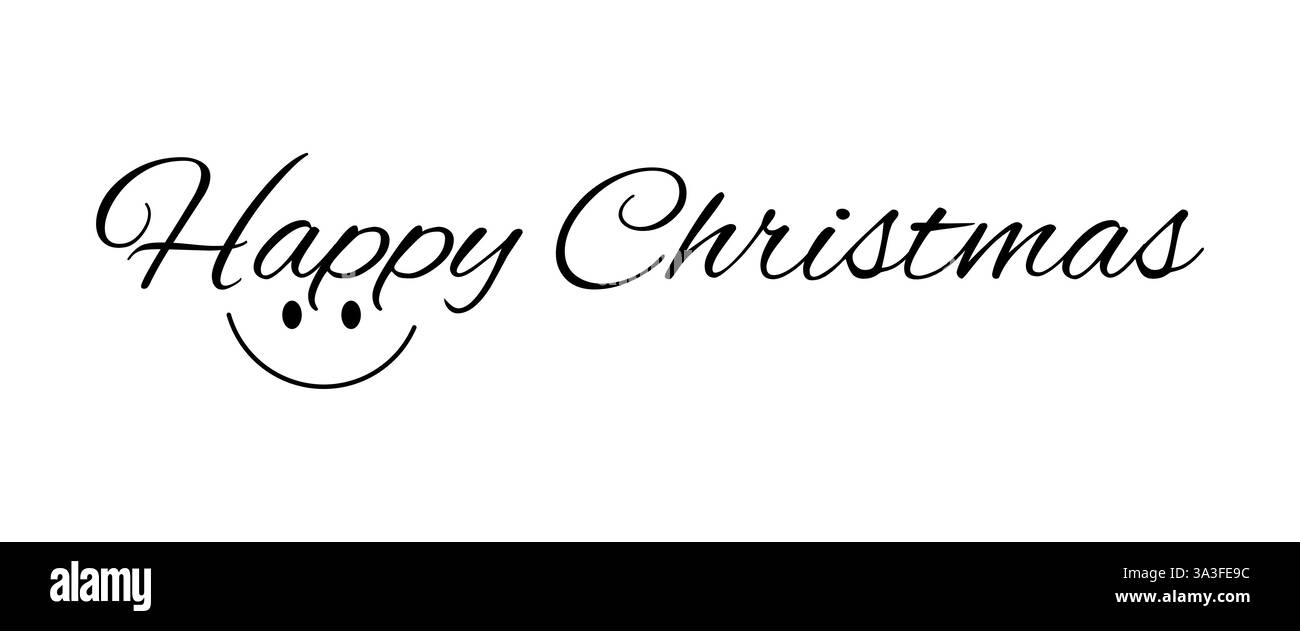 Joyeux Noël écriture à la main typographie avec symbole de sourire Illustration de Vecteur Joyeux Noël écriture à la main typographie avec symbole de sourire Illustration de Vecteur