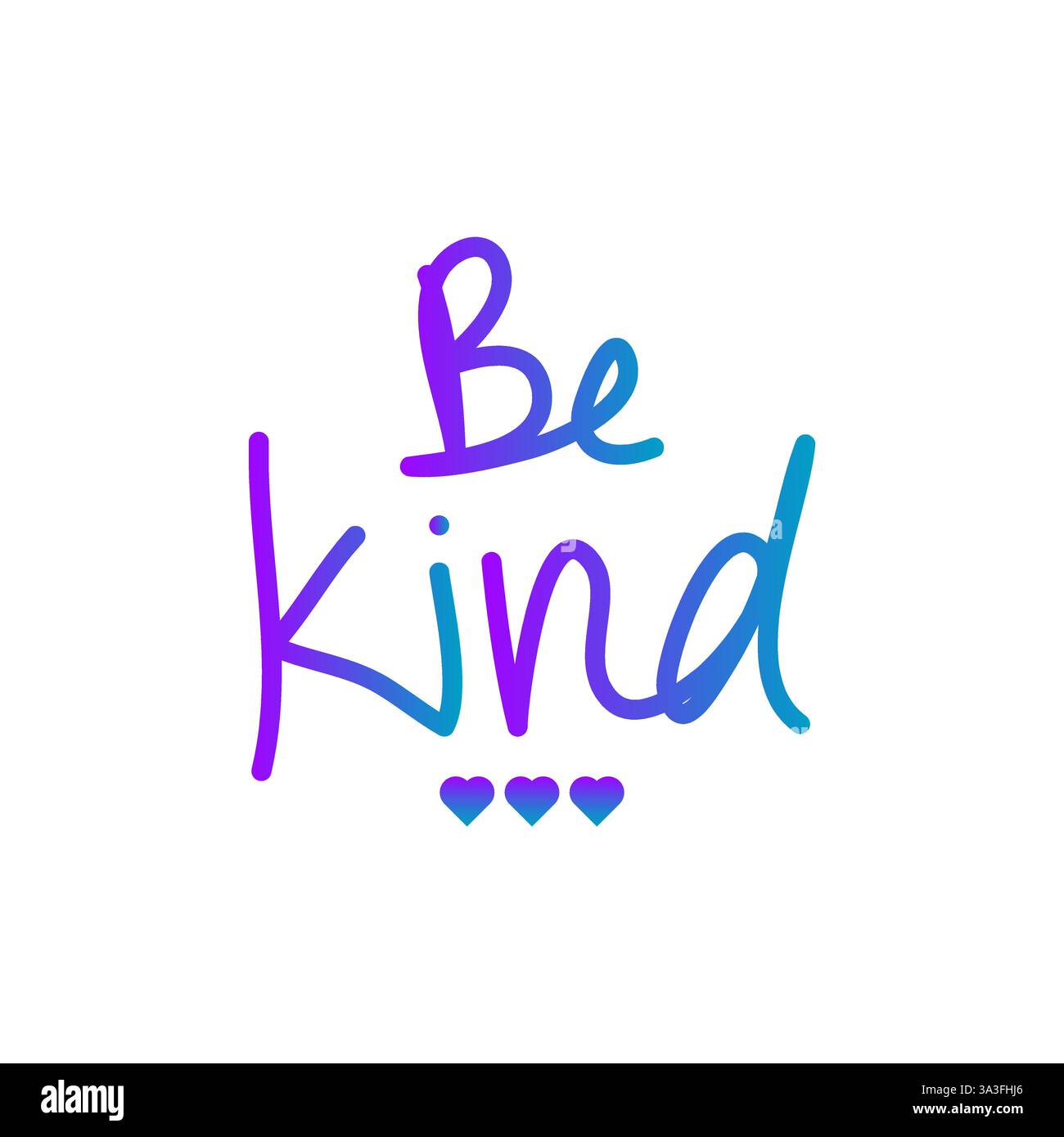 Soyez gentil texte d'écriture à la main coloré avec des coeurs pour le vecteur de célébration de jour de gentillesse isolé sur blanc Illustration de Vecteur