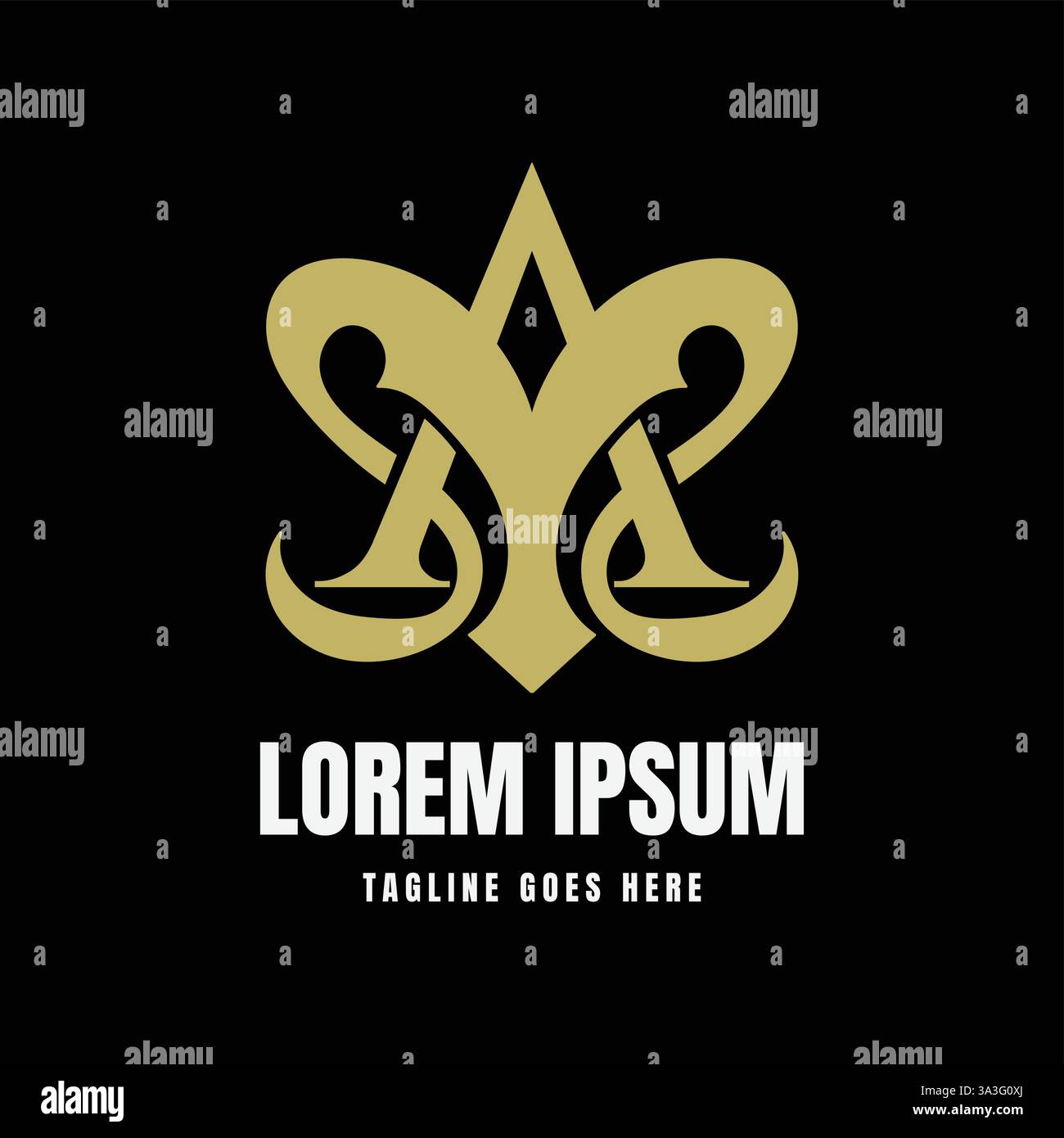 Lettre initiale A avec agneau à cornes tête de mouton de chèvre symbole pour Bélier Zodiac logo Design vecteur Illustration de Vecteur