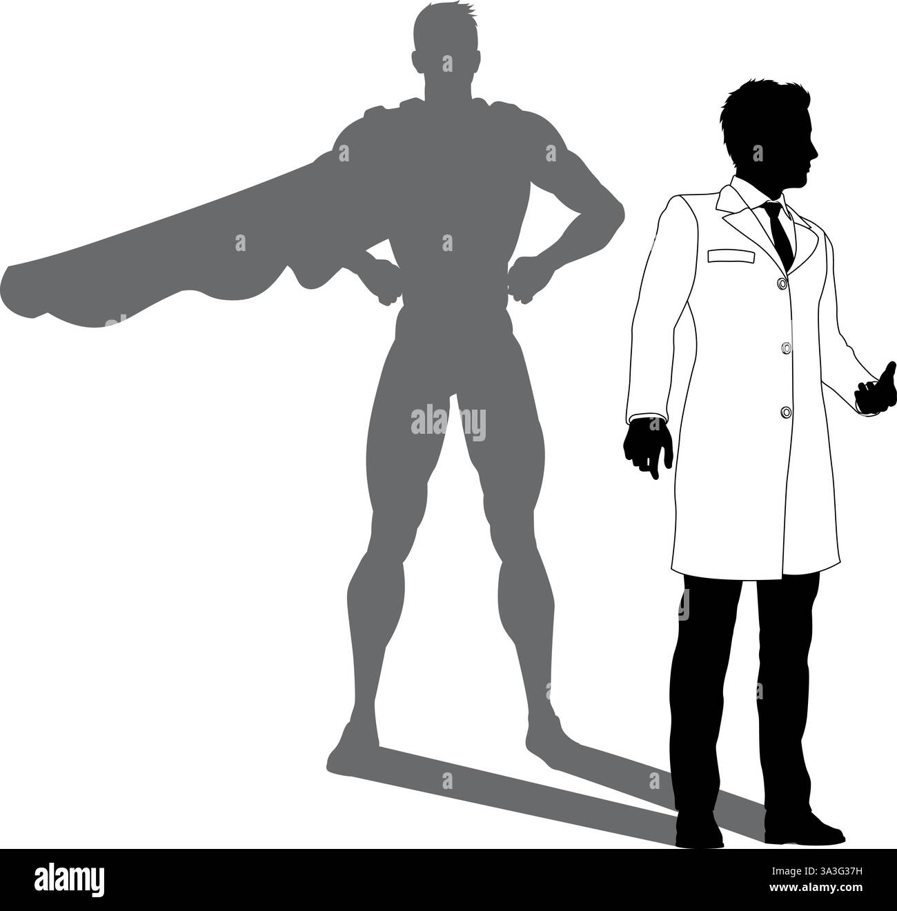 Super-héros Biologiste Super Hero Shadow Silhouette Illustration de Vecteur