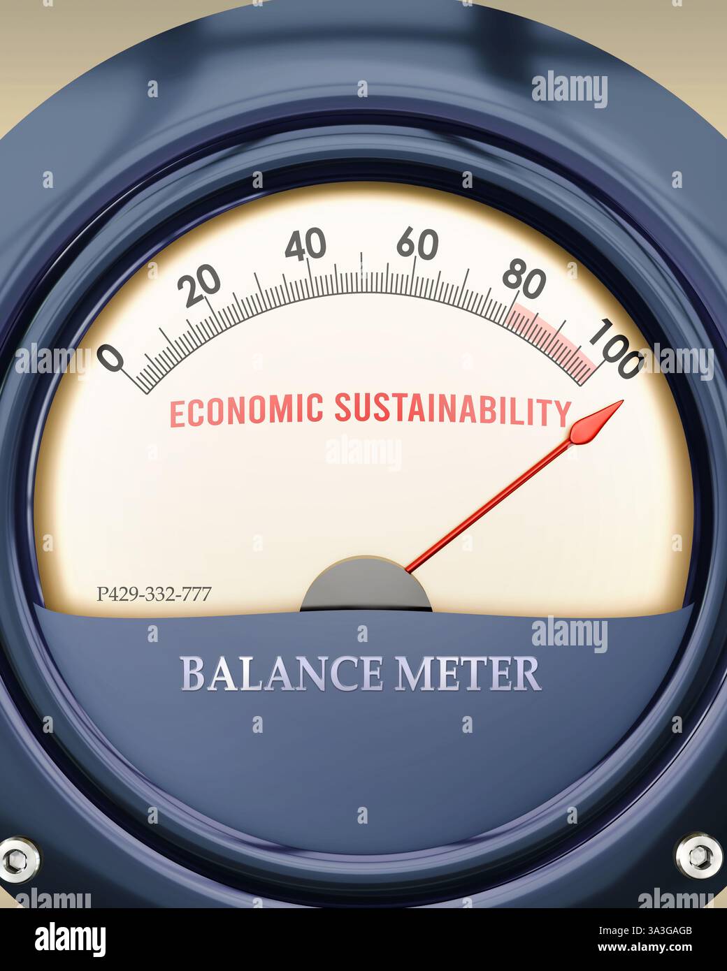 Durabilité économique et compteur d'équilibre qui atteint une grande échelle, montrant un très haut niveau de durabilité économique Banque D'Images