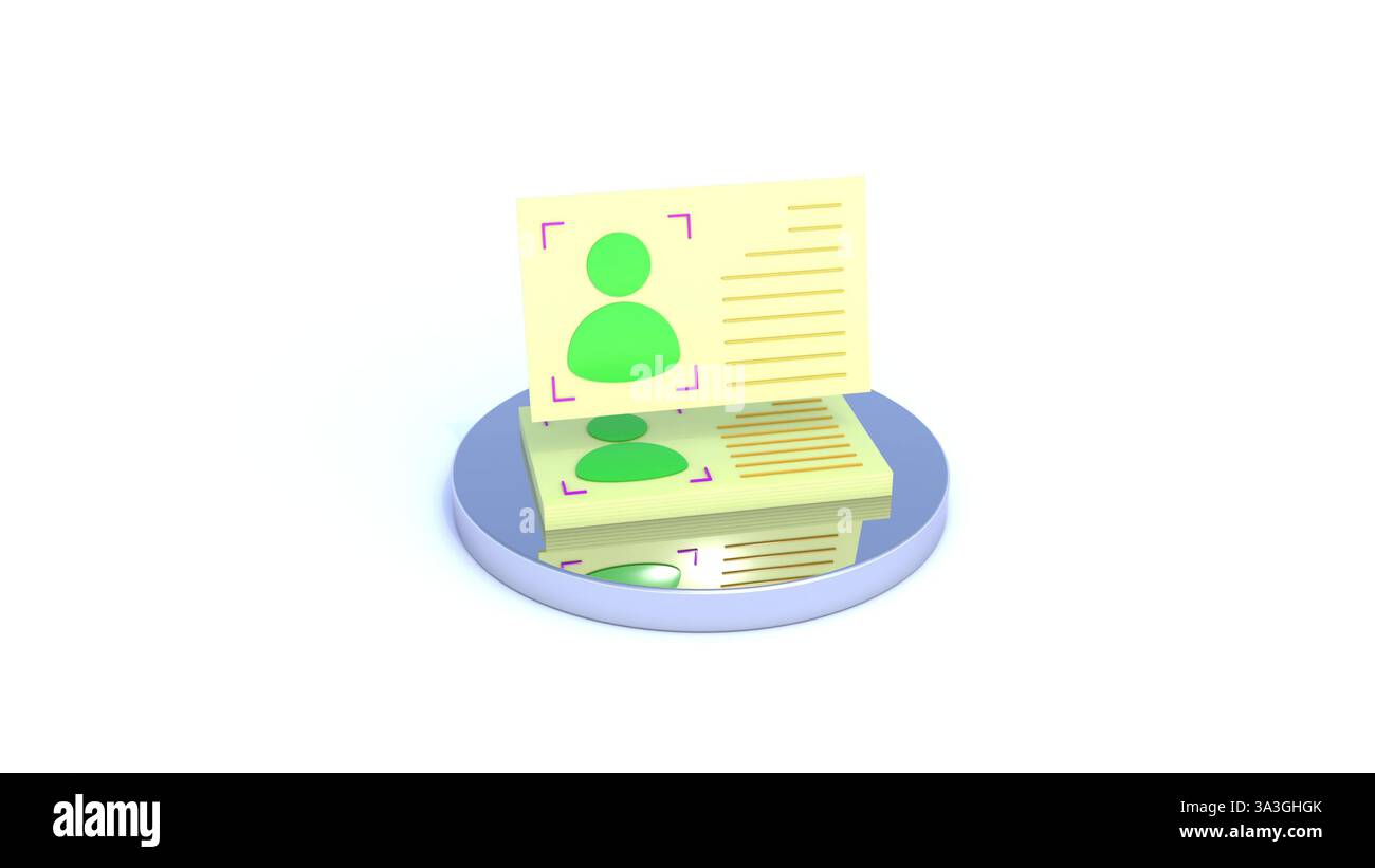 Carte d'identité jaune bannière d'affaires rendu 3D. Banque D'Images