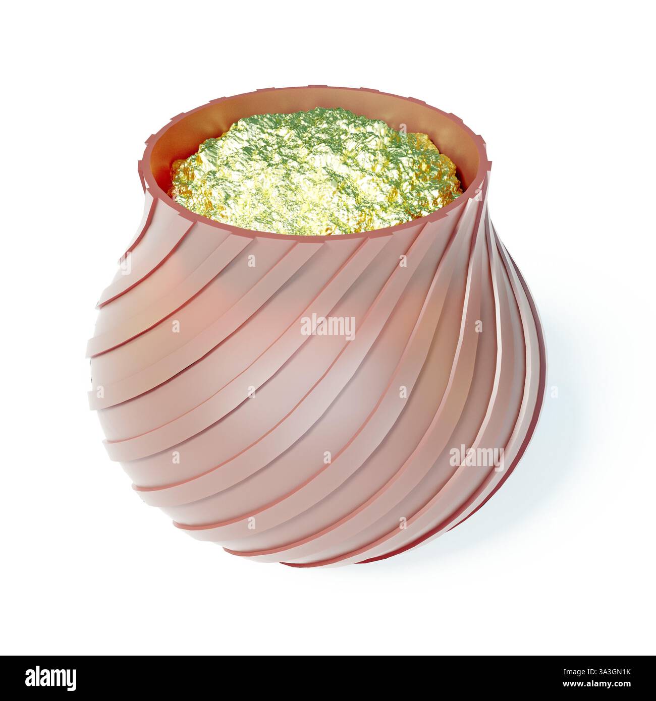 Pot d'or en bronze sur le fond blanc Banque D'Images