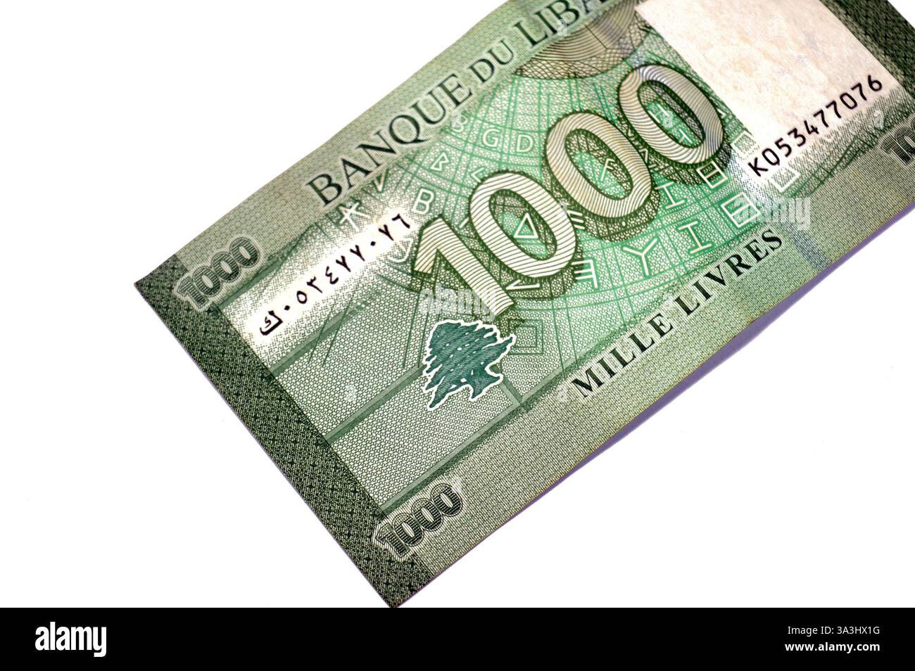 Le verso de 1000 livres mille livres libanaises billets de banque en espèces, dispose de disque de lettres latines et phéniciennes, de cèdre et de l Banque D'Images Le verso de 1000 livres mille livres libanaises billets de banque en espèces, dispose de disque de lettres latines et phéniciennes, de cèdre et de l Banque D'Images
