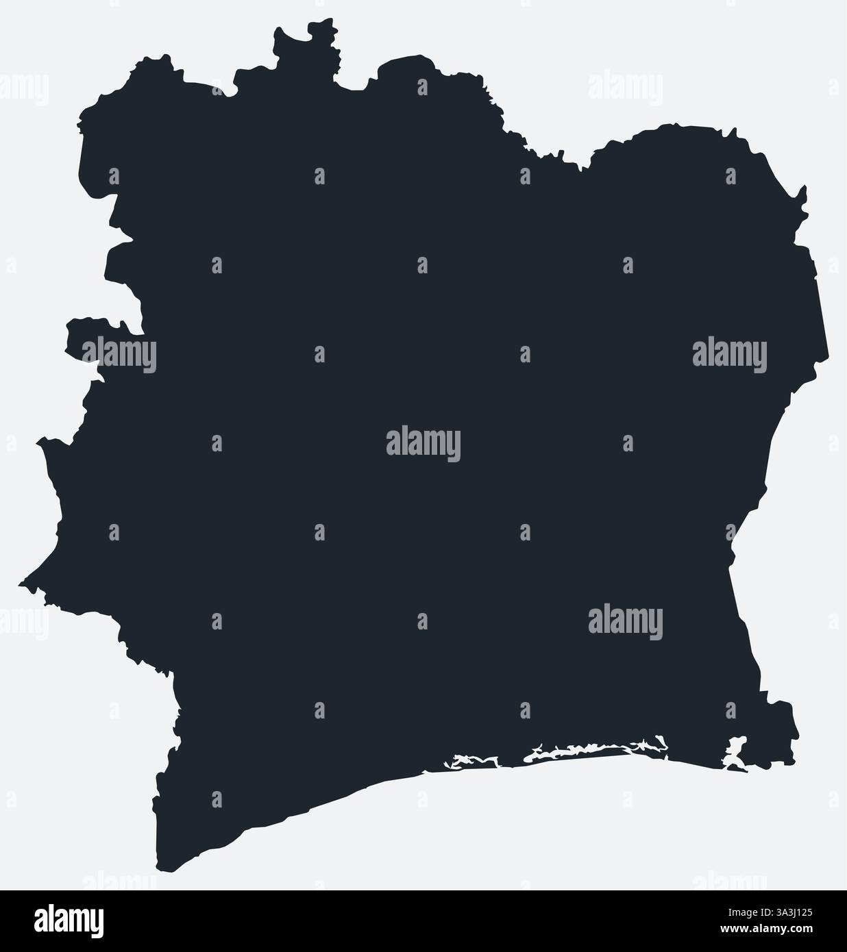 Carte de la Côte d'Ivoire. Juste une simple carte de bordure. Forme du pays. Contour blanc plat de la Côte d'Ivoire. Illustration des limites vectorielles. Illustration de Vecteur