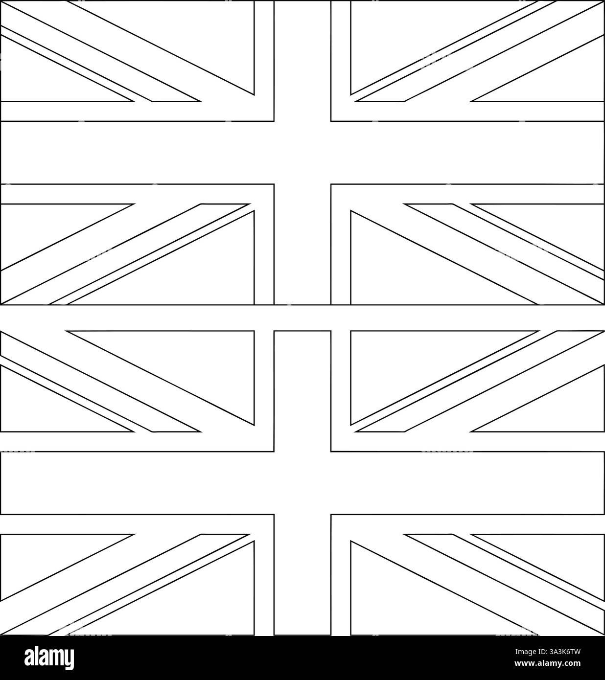 Illustration du drapeau britannique noir et blanc isolé sur fond blanc Illustration de Vecteur