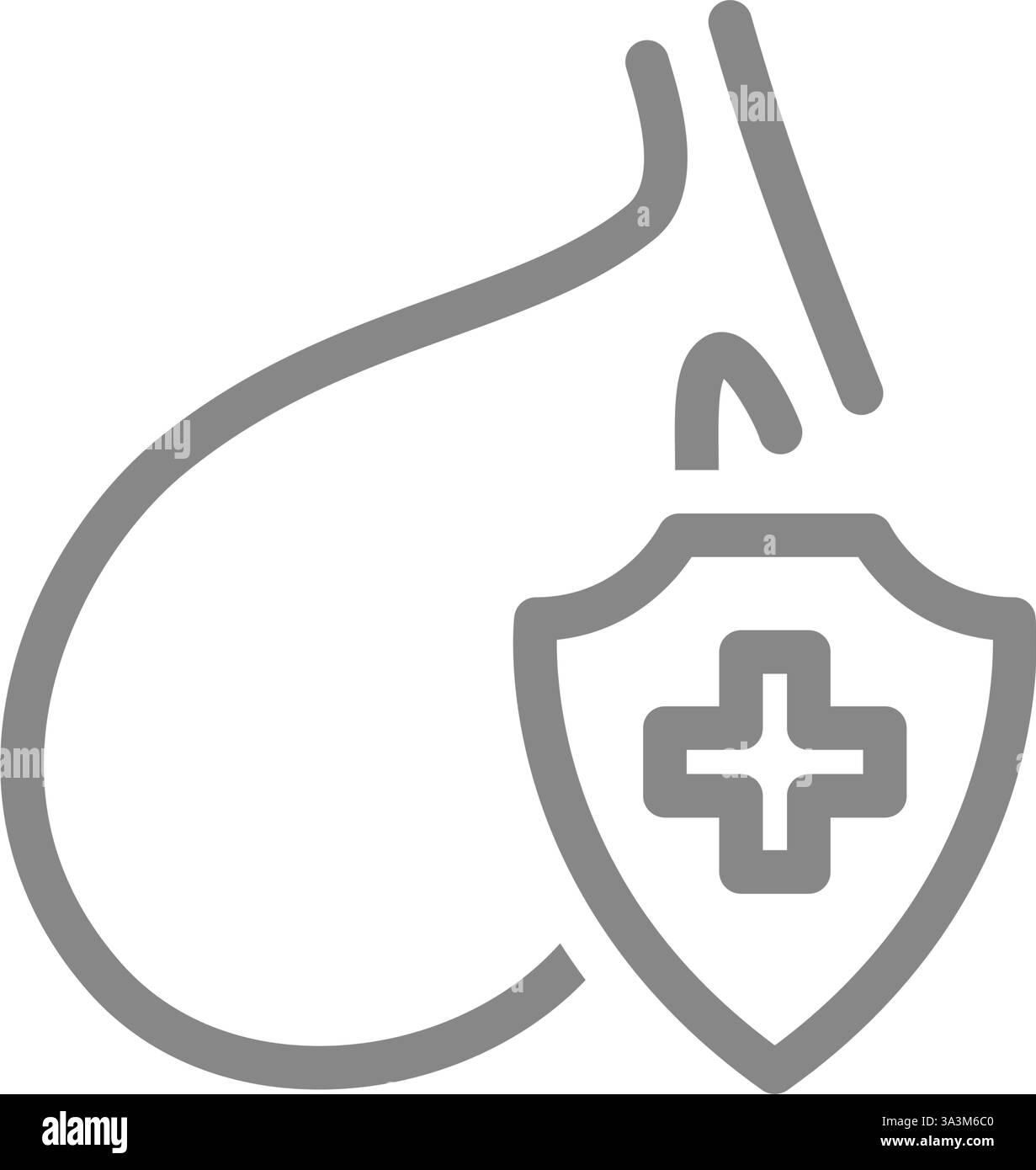 Vésicule biliaire avec icône de ligne de bouclier. Traitement du tractus de vésicule biliaire, premiers soins pour les maladies de la vésicule biliaire symbole Illustration vectorielle Illustration de Vecteur