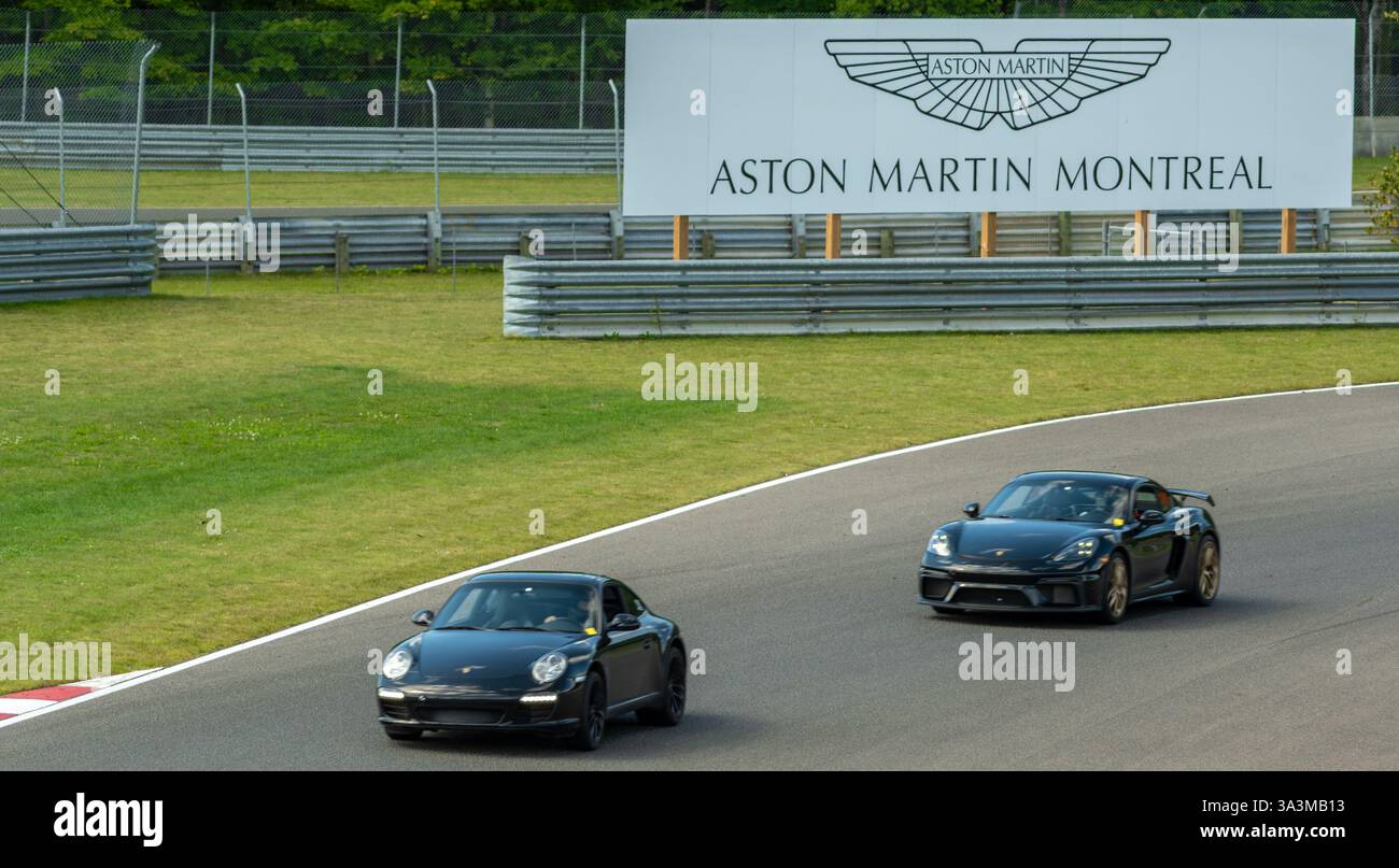Porsche week-end au circuit Mont-Tremblant, Québec, Montréal, commandité par Aston Martin Montréal. Banque D'Images