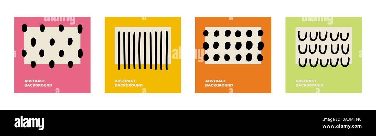 Ensemble de bannières artistiques Doodle Trendy Shapes. Illustration de Vecteur