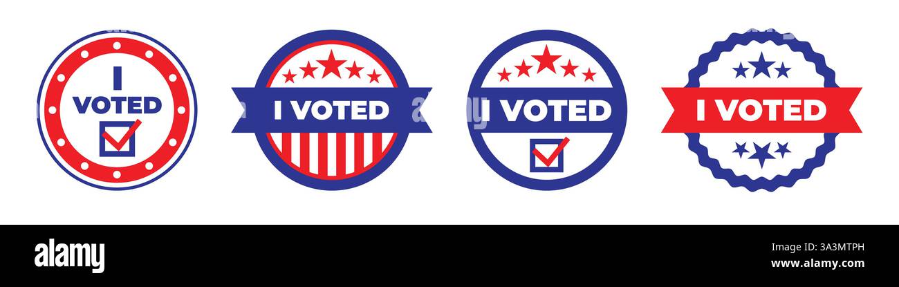 Vote bagdes Set. Autocollant électoral Illustration de Vecteur