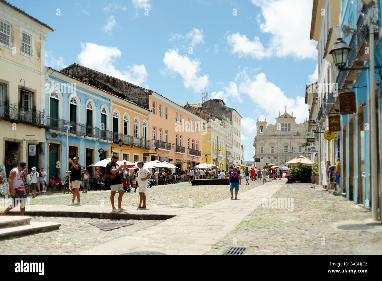 Les rues du quartier Pelourinho - Salvador, Bahia, Brésil Banque D'Images