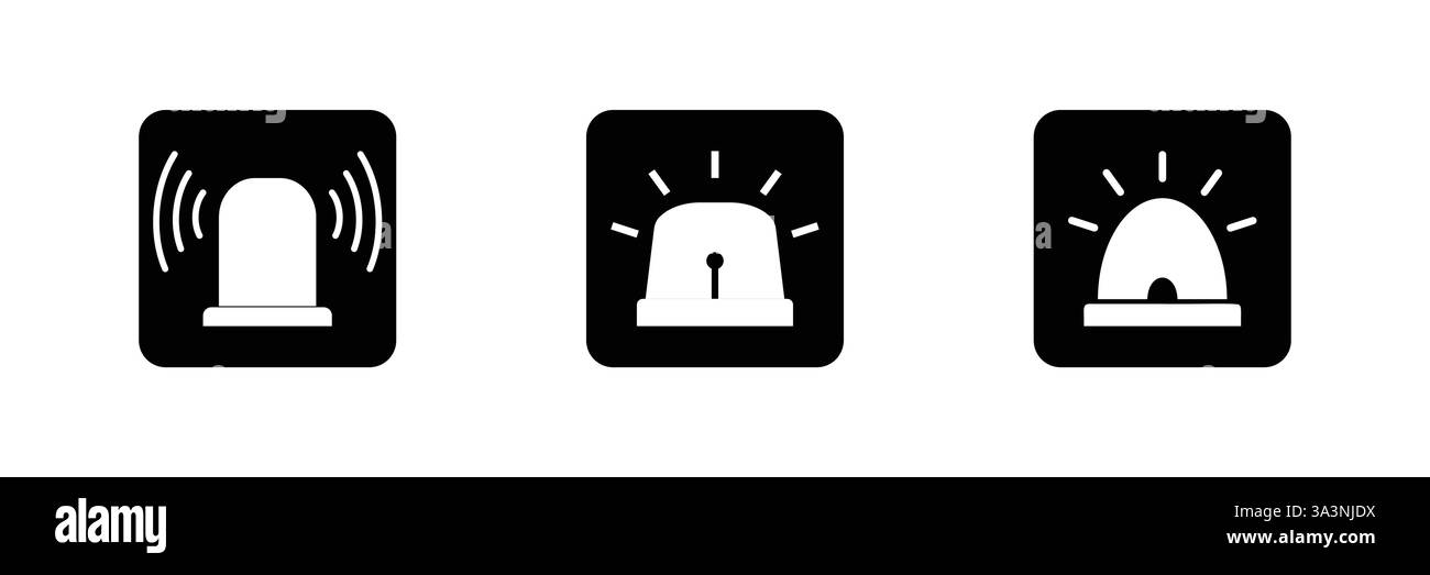 Clignotant, icône vectorielle de sirène d'alarme. isolé sur fond blanc. Illustration de Vecteur