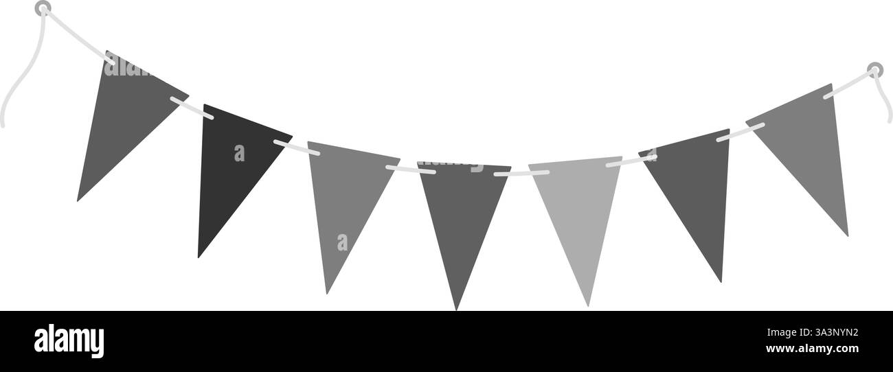 Guirlande Pennant triangulaire stylisée sur corde en échelle de gris Black Day élément de conception décorative idée. Illustration vectorielle isolée cartes thématiques, bannière publicitaire ou web promo, étiquettes, étiquette de prix, affiche Illustration de Vecteur Guirlande Pennant triangulaire stylisée sur corde en échelle de gris Black Day élément de conception décorative idée. Illustration vectorielle isolée cartes thématiques, bannière publicitaire ou web promo, étiquettes, étiquette de prix, affiche Illustration de Vecteur