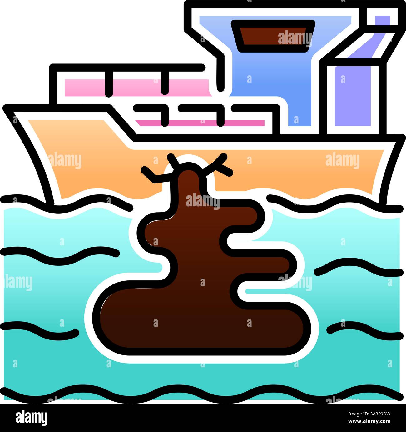 Logo de l'icône de déversement d'huile. Illustration de la pollution des océans. Illustration de Vecteur