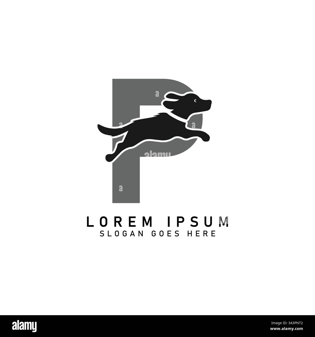Lettre initiale P logo chien. Illustration vectorielle Alphabet P Dog Design Illustration de Vecteur