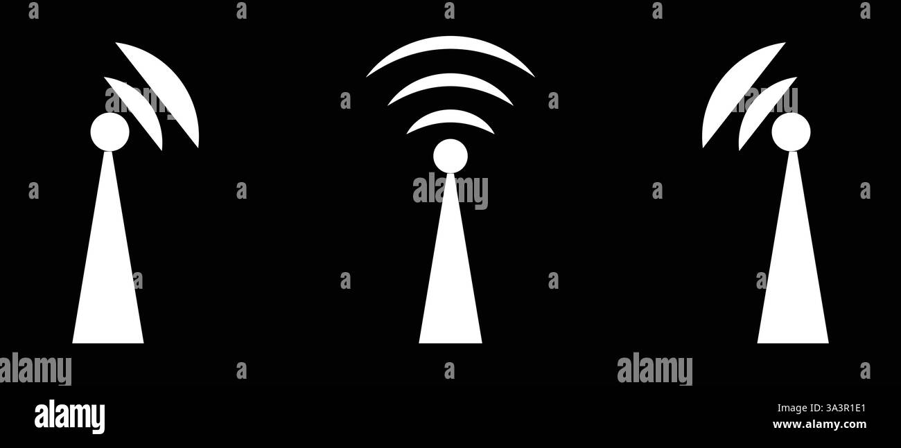 Tower Network Sing, icône Tower Network, icône antenne, icône radio, icône sans fil Illustration de Vecteur