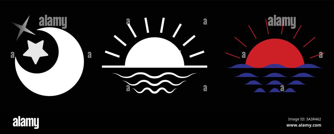 Matin Jour Soir Nuit icon set Illustration de Vecteur