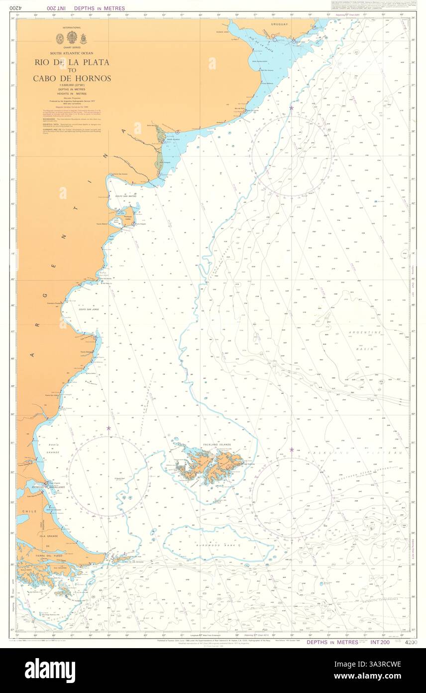 Atlantique Sud. Rio de la Plata. Hornos. Carte de l'Amirauté #4200. 1977 (1987) carte Banque D'Images