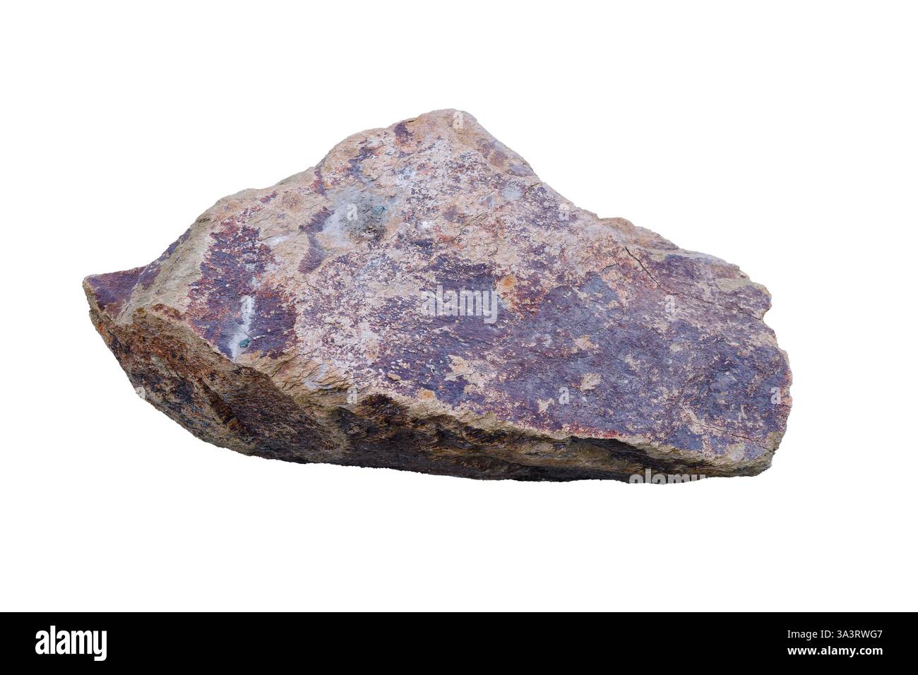 Natural Stone Boulder. Gros morceau de pierre isolé sur blanc. Le type de pierre est calcaire. Banque D'Images