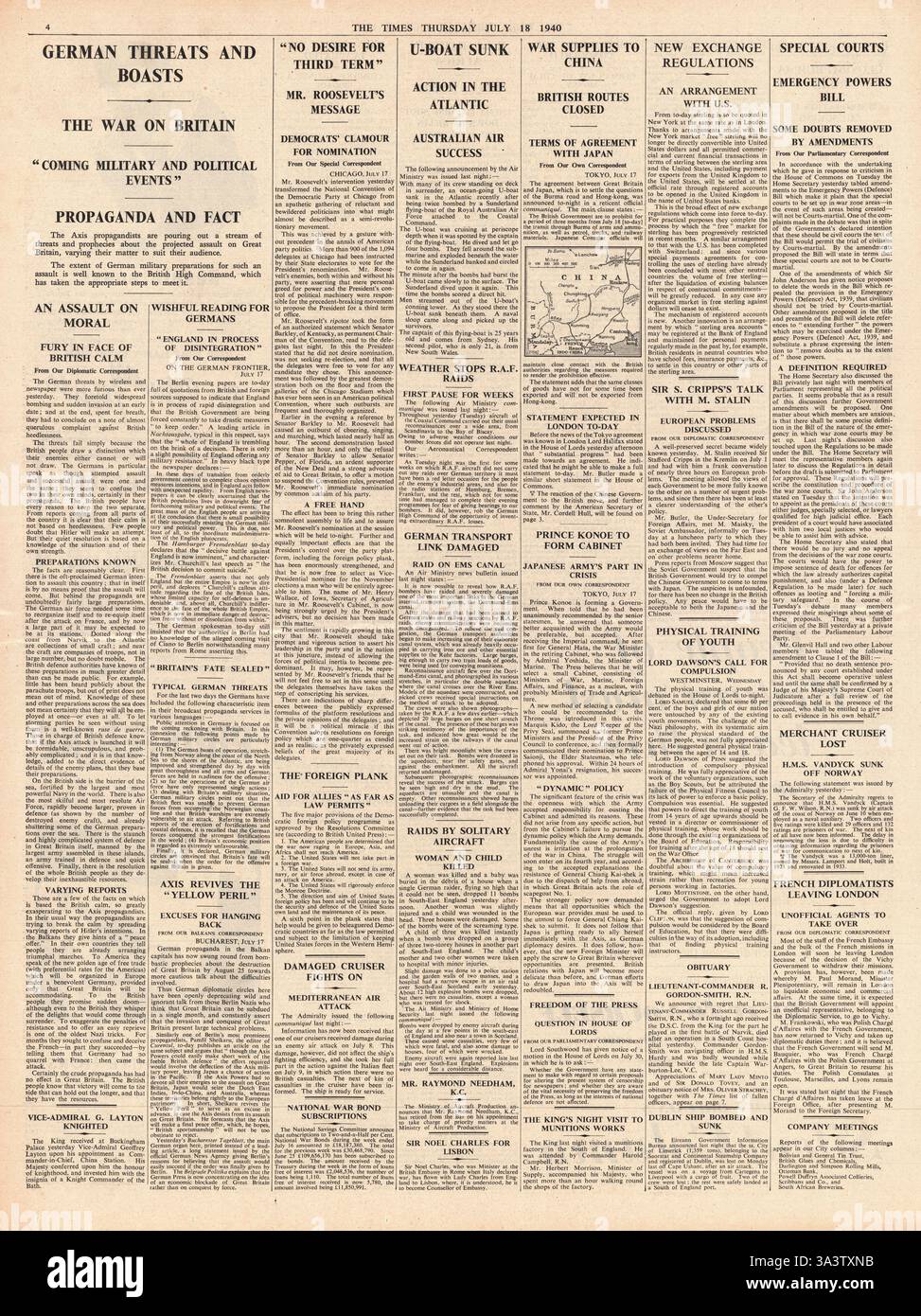 1940 page 4 la fois Bataille d'Angleterre Banque D'Images