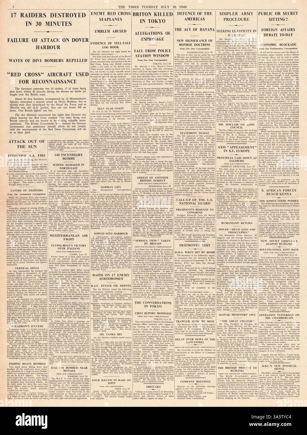 1940 fois la page 4 Bataille d'Angleterre Banque D'Images