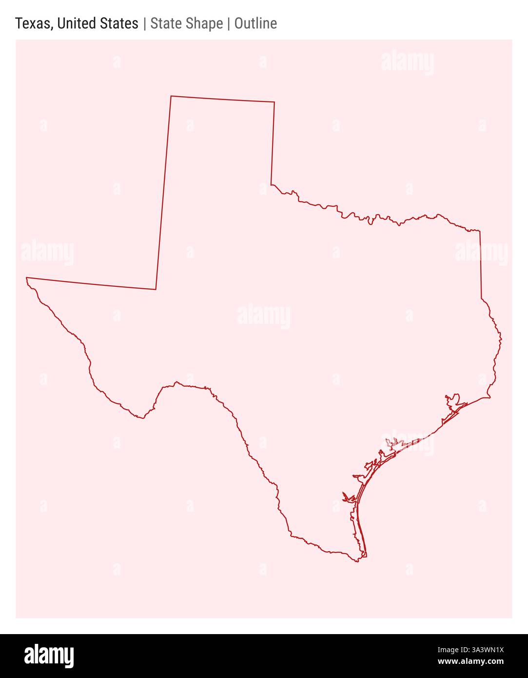 Texas, États-Unis. Carte vectorielle simple. Forme d'état. Style de contour. Frontière du Texas. Illustration vectorielle. Illustration de Vecteur
