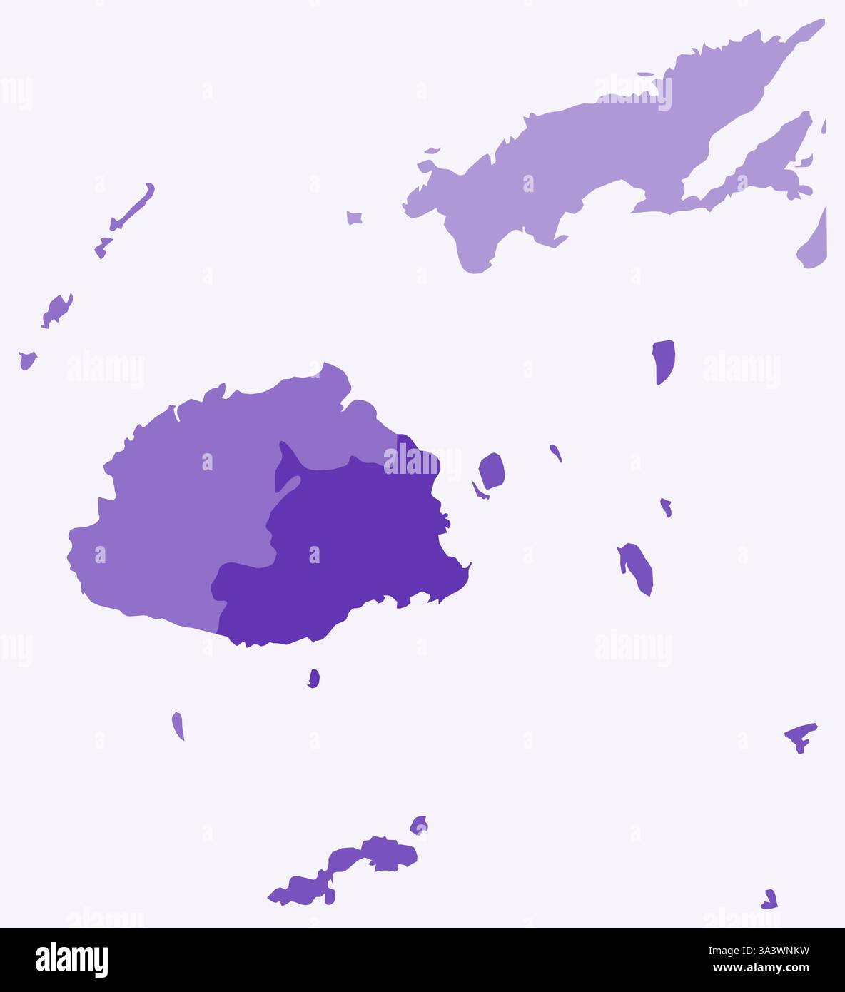 Carte de Fidji avec les régions. Juste une carte de frontière de pays simple avec division de région. Palette de couleurs violet foncé. Illustration de Vecteur
