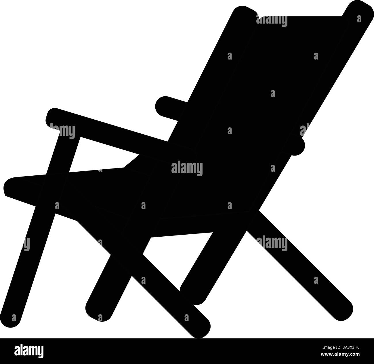 Chaise de plage avec couleur noire isolé sur fond transparent blanc Illustration de Vecteur