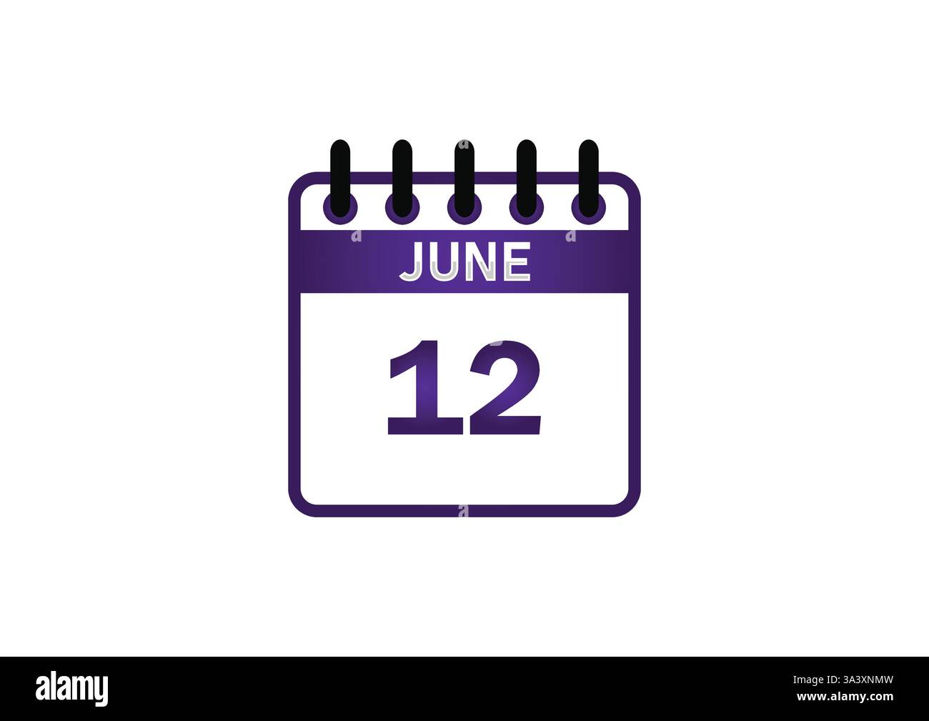 Icône calendrier du 12 juin – illustration de date violette Illustration de Vecteur