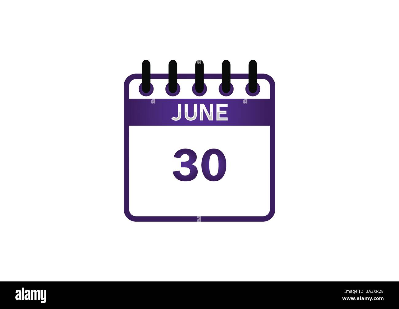 Icône de calendrier juin 30 – illustration de date violette Illustration de Vecteur