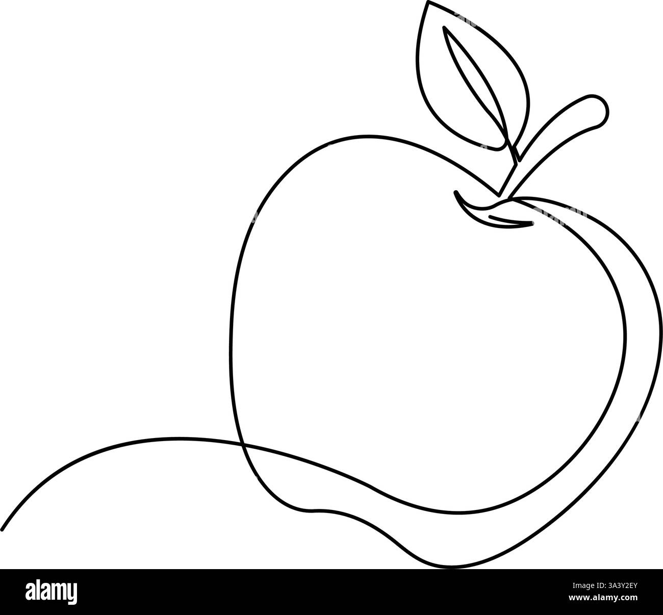 Dessin d'art continu d'une ligne de la conception de fruit de pomme Illustration de Vecteur