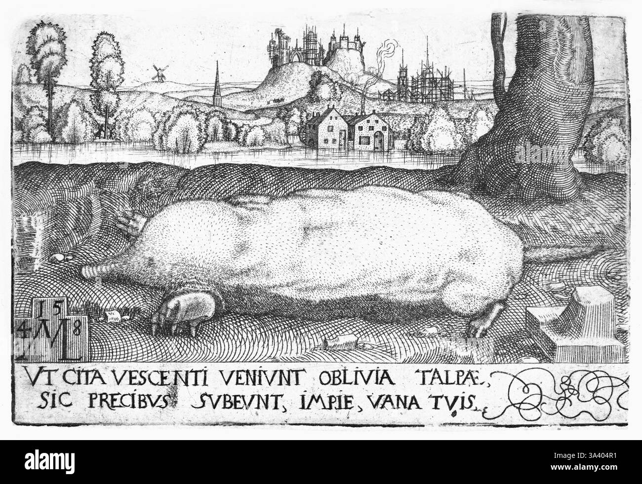 Melchior Lorck - peintre de la Renaissance, dessinateur et graveur d'origine danoise-allemande - The mole - 1548 Banque D'Images