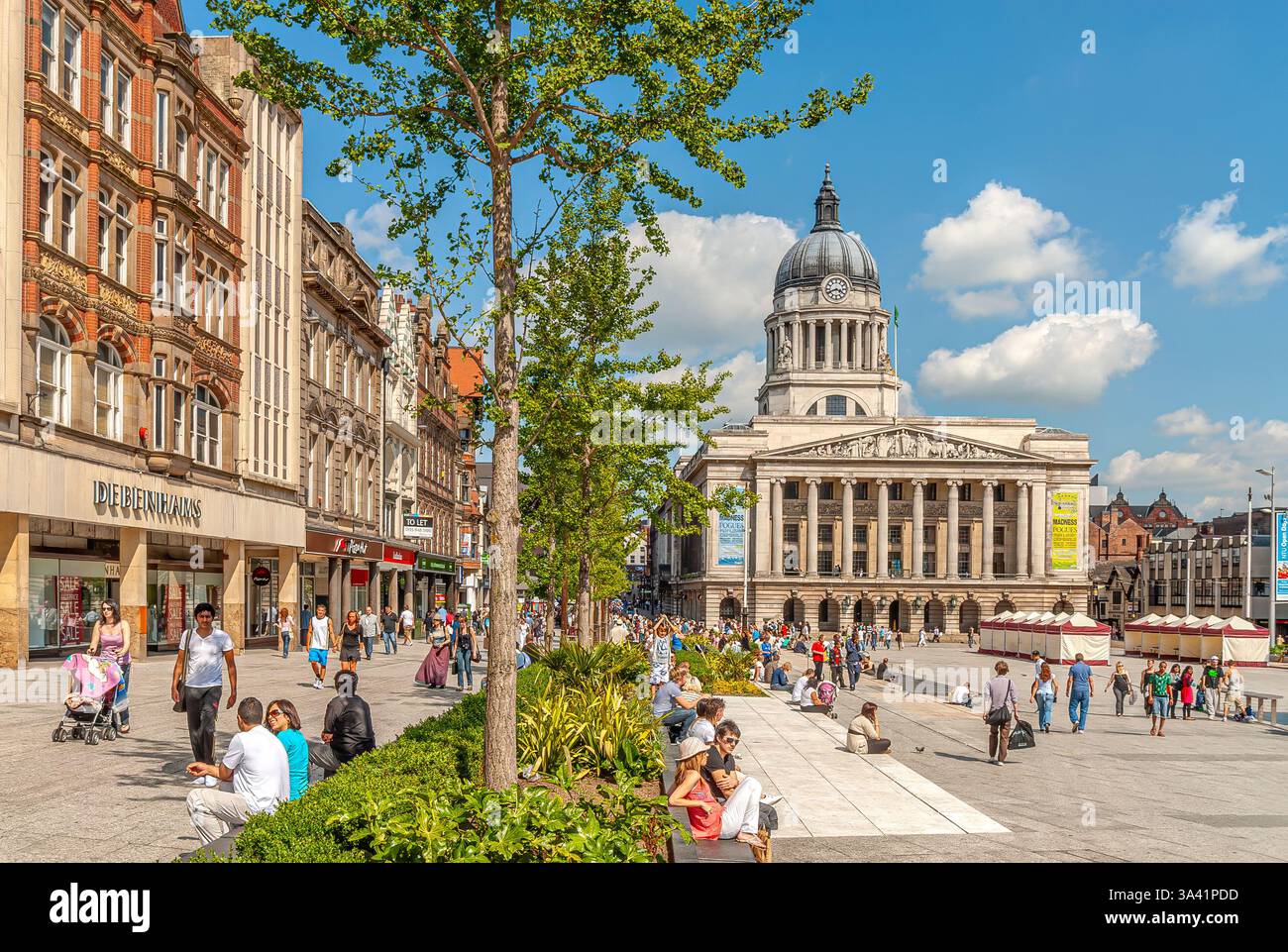 Old Market Square à Nottingham, Nottinghamshire, Angleterre, Royaume-Uni Banque D'Images