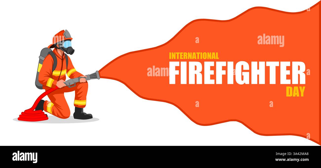 Illustration vectorielle de la journée internationale des pompiers. Convient pour affiche, bannières, campagne et carte de voeux. Illustration de Vecteur