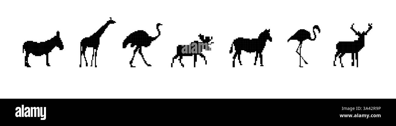 Collection silhouette d'animaux divers dans diverses poses mettant en évidence des caractéristiques uniques Illustration de Vecteur