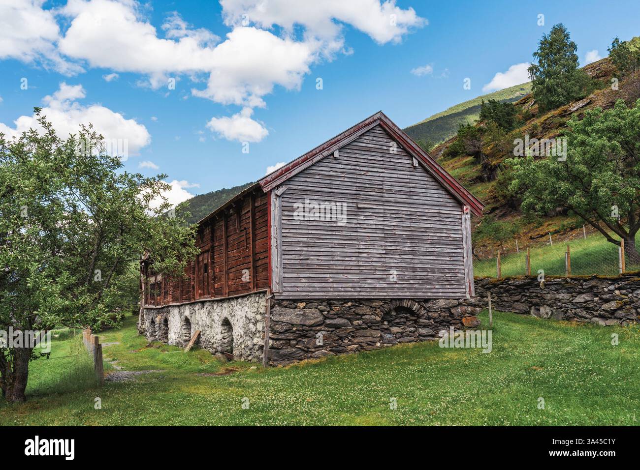 Grange commune d'un village norvégien traditionnel Banque D'Images