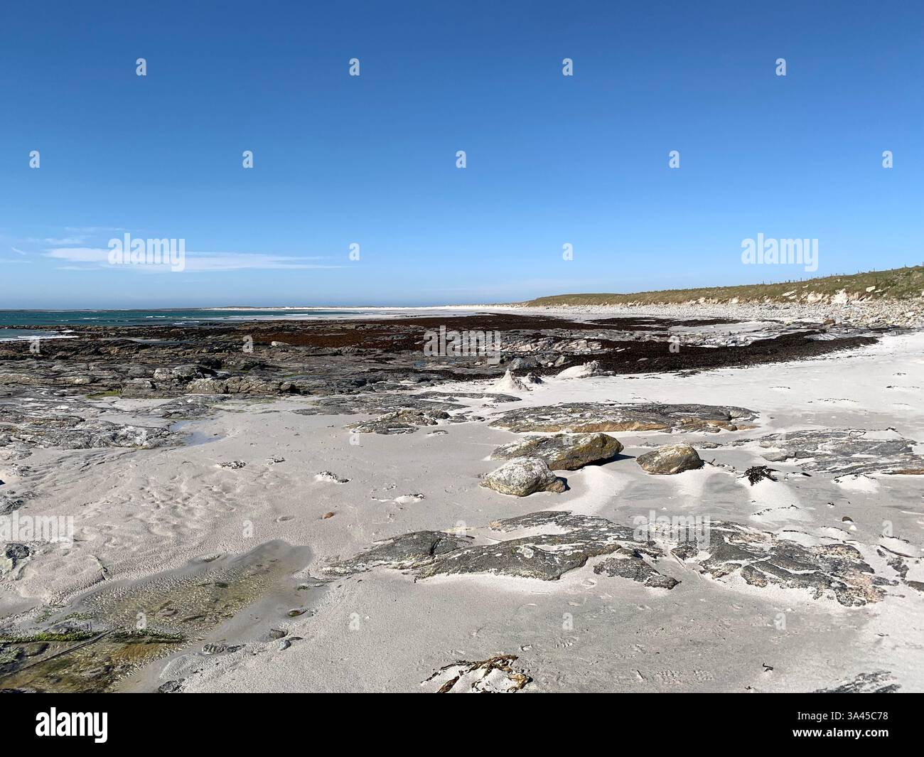Eriskay Barra Île de South Uist Rubha Ban Côte ouest de l'Écosse Île îles Kildonan personne terre île chaude plage ensoleillée Banque D'Images