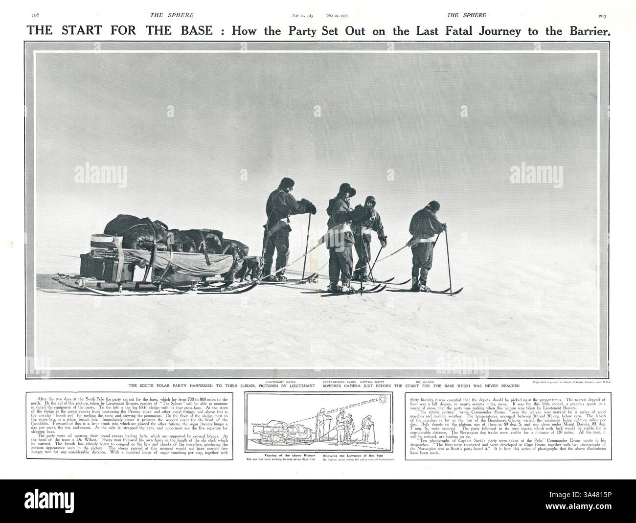 1913 le Mémorial sphère au capitaine Scott au pôle Sud avec ses quatre compagnons Banque D'Images