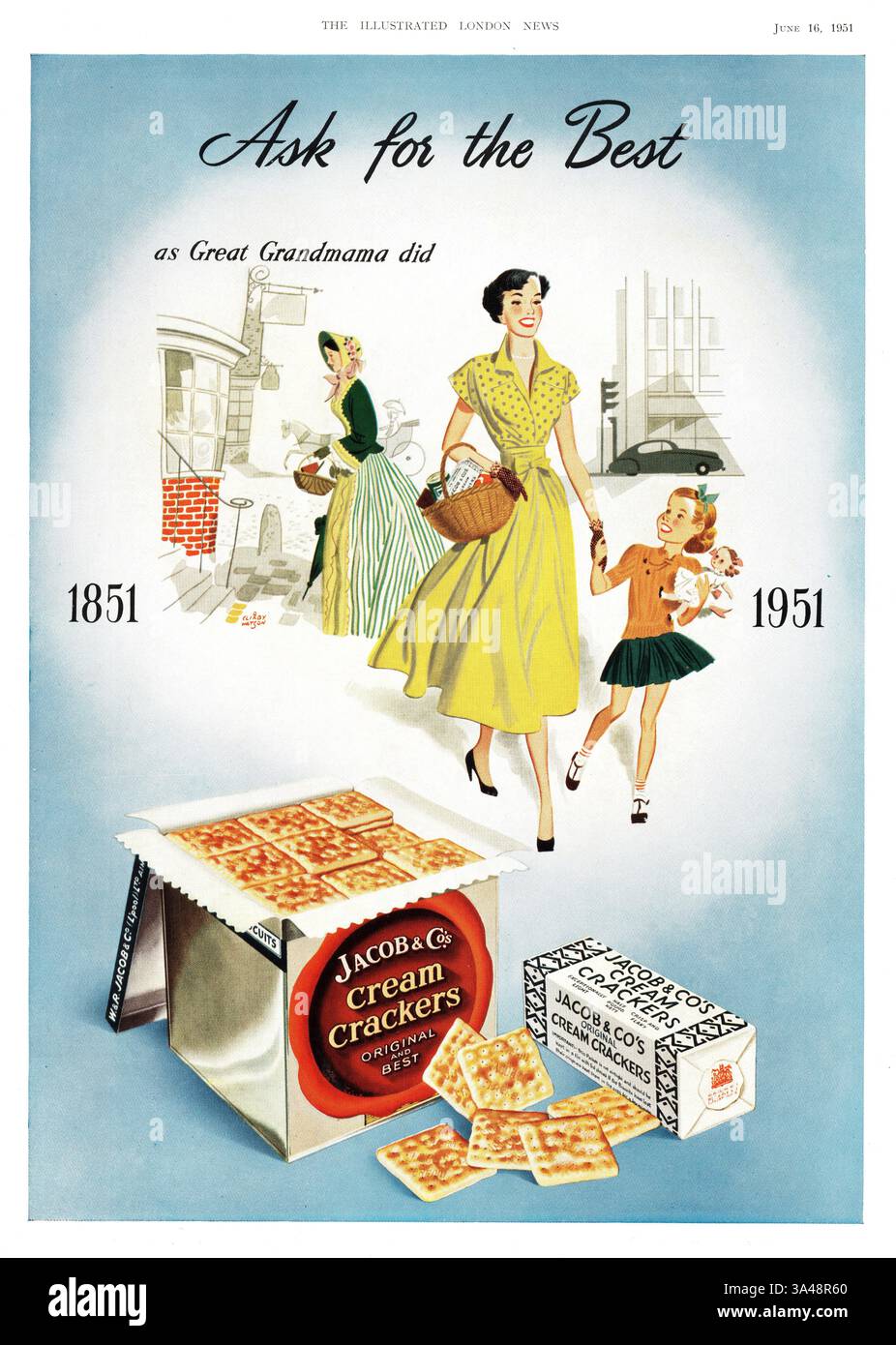 Publicité britannique 1951 crackers Jacob's Cream Banque D'Images
