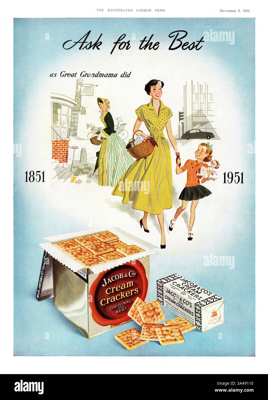 Publicité britannique 1951 crackers Jacob's Cream Banque D'Images
